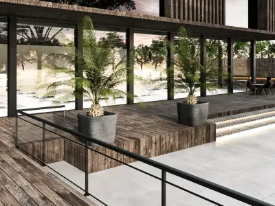 Modern Small Scale Shopping Mall Exterior Market  3D model