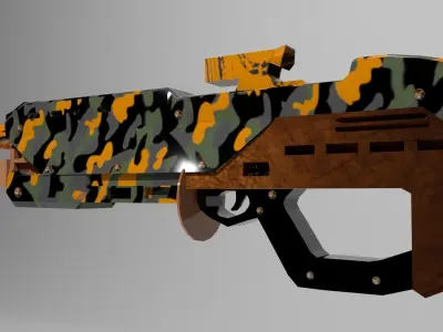 Camo Gun Low-poly 3D model