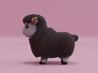 Baby yak Buffalo Bull Low-poly 3D model