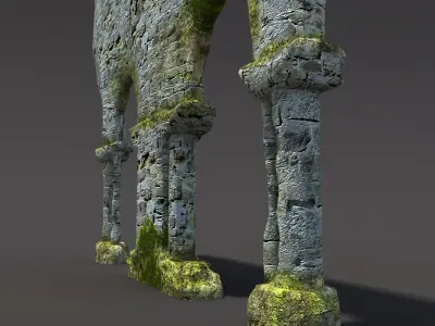 English Castle Ruin 4 Low-poly 3D model