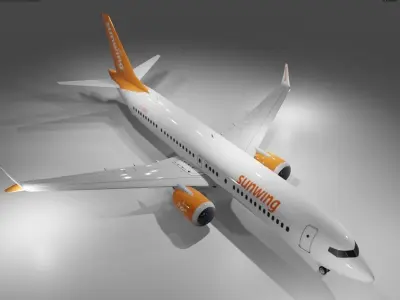 Sunwing Airlines Boeing 737 max 8 3D model  Low-poly 3D model