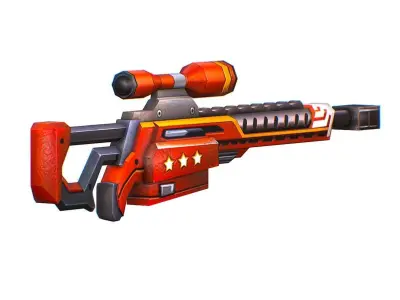 LowPoly Cartoon Sci-Fi Sniper Rifle Future Low-poly 3D model