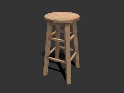 Wooden Stool Low-poly Free low-poly 3D model
