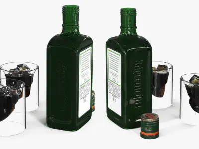 Jagermeister Liquor Bottle with Skull Shots 3D model