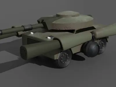Fantastic Military Vehicle with 4 arms lowpoly animated pbr Low-poly 3D model