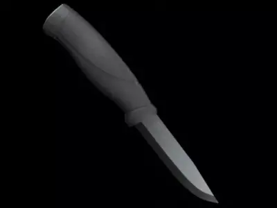 Knife Stainless Steel black Rubber Handle Low-poly 3D model