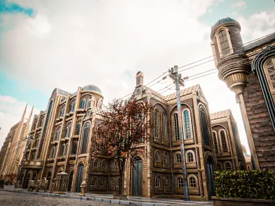 ART DECO STEAMPUNK BUILDING 02 Low-poly 3D model