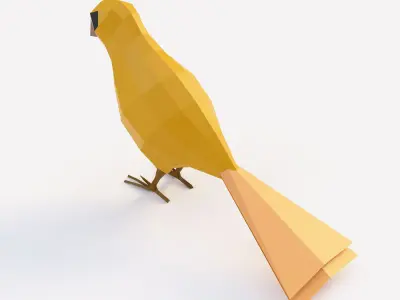 Bird low poly 3d model origami Low-poly 3D model