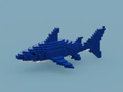 Voxel Shark Low-poly 3D model