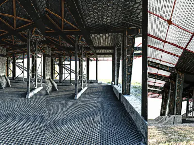 Warehouse And  Helipad Low-poly 3D model