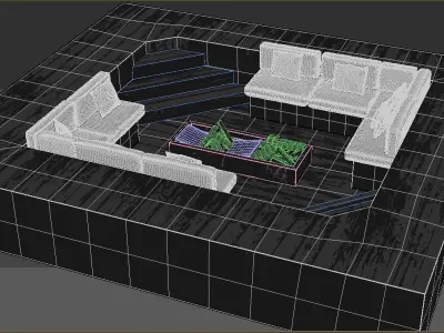 Sofa for overflow swimming pool  3D model