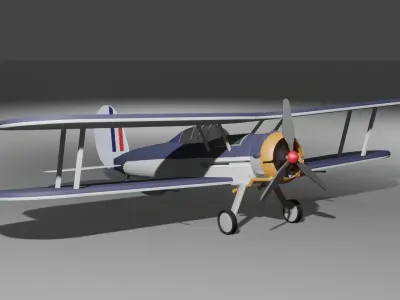 British Warplane WW2 Gladiator Free low-poly 3D model