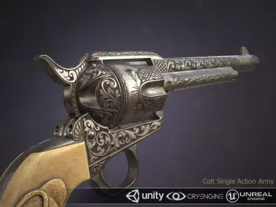 Colt Single Action Army - Peacemaker - Engraved Low-poly 3D model