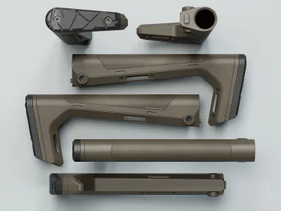 HRS Light Fixed Buttstock - Replica Low-poly 3D model