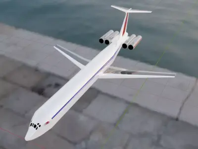 Il-62M Style Quad Jetliner - Custom Soviet Plane Low-poly 3D model