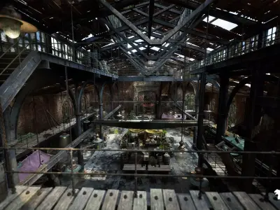 Victorian Market in Abandoned Factory Building Low-poly 3D model