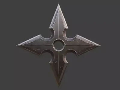 Shuriken Low Poly Stylized Ninja Weapon Low-poly 3D model