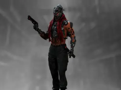 Sci Fi Cyberpunk Samurai Low-poly 3D model