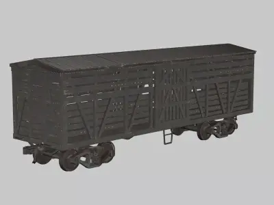 Old Train Wood Coaches Low Poly  3D Model Low-poly 3D model