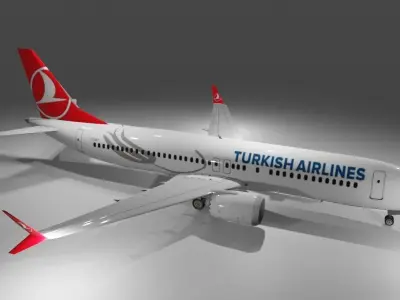 Turkish airlines Boeing 737 max8 3d model Low-poly 3D model