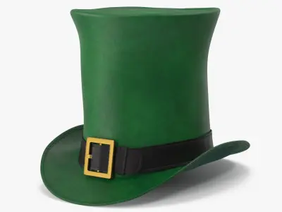 Leather Top Hat Green with Buckle v 2 3D model