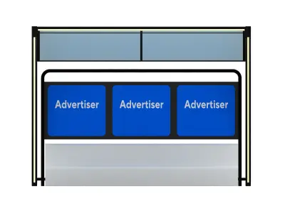 Public Transport Waiting Shelter with Bench and Ad Panel 3D model