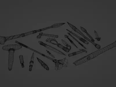 Primitive Weapons Low-poly 3D model