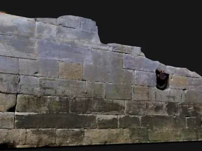 ruins stonewall part abandoned fortress photogrammetry Low-poly 3D model