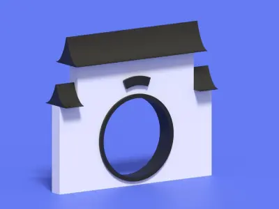 Cartoon Chinese Garden Gate Low-poly 3D model