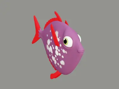 Cartoon purple fish 3D model