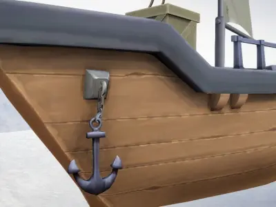 Sailboat Hand-Painted Low-poly 3D model