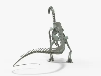 Brontosaurus Rigged Skeleton Low-poly 3D model