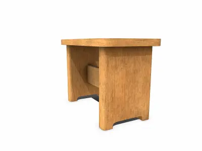 Old Wooden Stool 4 Low-poly PBR Free low-poly 3D model