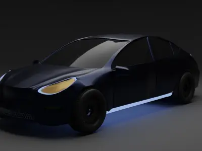 Tesla Car Model 3 Free low-poly 3D model