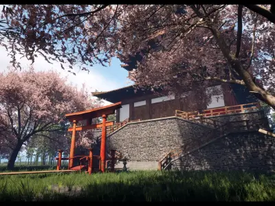 Modular Asian Castle Low-poly 3D model