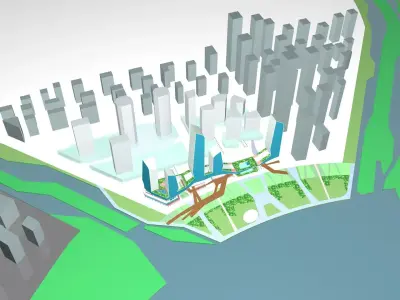 Urban highrise building building ancillary building commercial 3D model