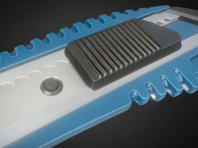 Box Cutter Lowpoly Blue Plastic - Gameready - PBR Textures Low-poly 3D model