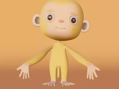 Yellow Monkey Low-poly 3D model