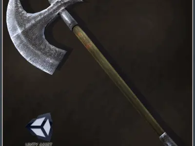 3 Medieval Axes Low-poly 3D model