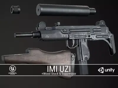 PBR IMI UZI Low-poly 3D model