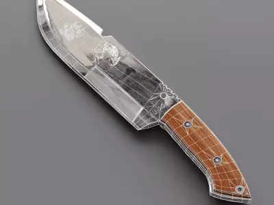 Combat hunter knife low poly Low-poly 3D model purchase