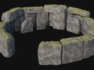 STONE CIRCLE ANCIENT MONUMENT STONE HENGE MEGALITH COLLECTION Low-poly 3D model