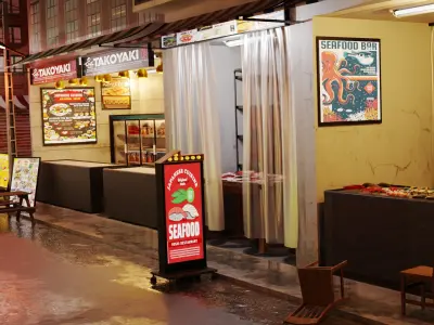 Japanese restaurant Street Yatai Boosuseki 3D model