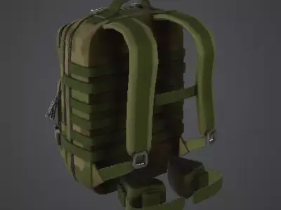 Low Poly Tactical Camouflage Military Backpack Low-poly 3D model