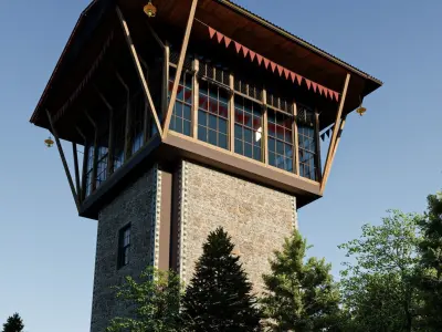 Tower House Low-poly 3D model