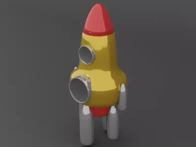 yellow rocket Low-poly 3D model