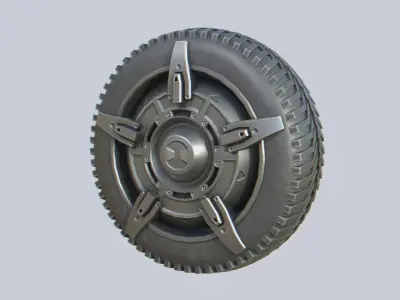 Scifi wheel Low-poly 3D model