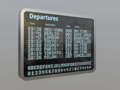 Airport departure billboard 3D model