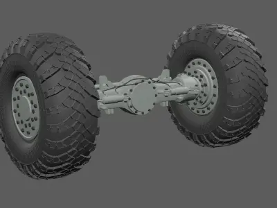 Bus Or Truck Back Part Wheel Set 3D Model Low-poly 3D model