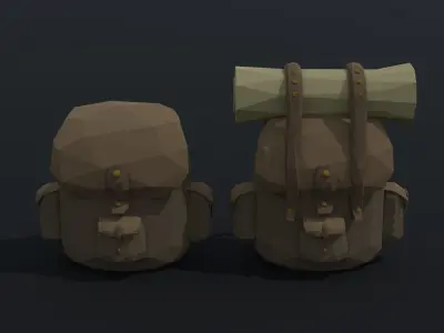 Cartoon fantasy backpack Polygonal Style Low-poly 3D model